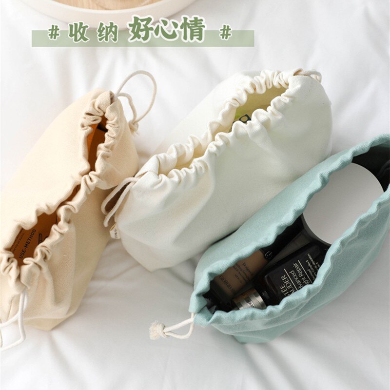 Effen Kleur Trekkoord Tas Kleine Canvas Tas Trekkoord Pouch Big Size Vrouwen Cosmetische Sieraden Kerst Cadeau Zakken String Pouch
