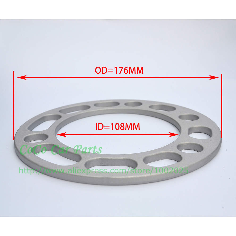 2 stk. 6mm aluminiumsafstandsskiver af aluminium shims plader til 5 x 139.7 & 6 x 139.7 id = 108mm