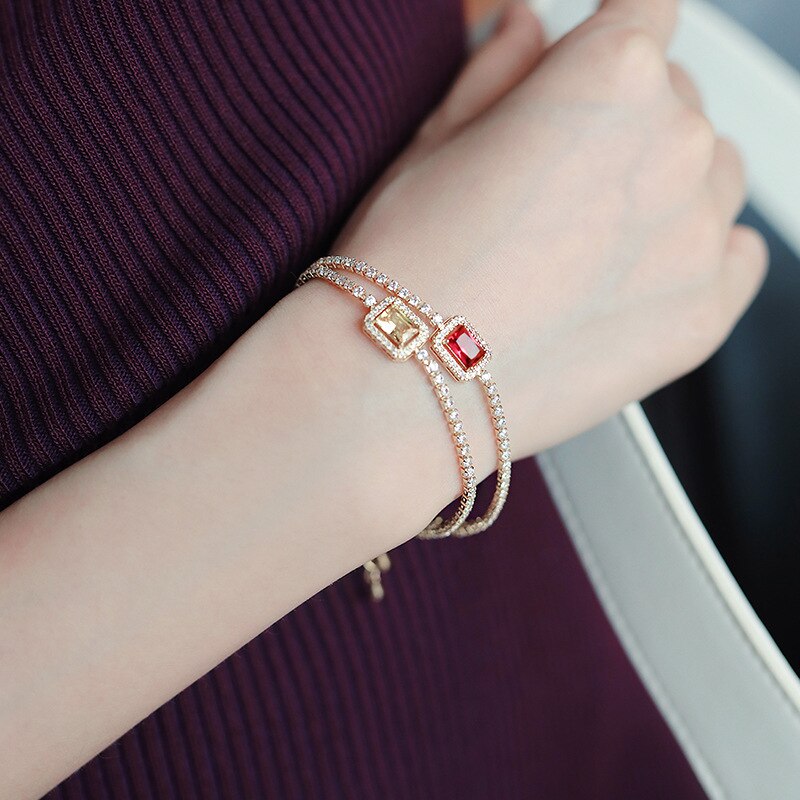 Flerfarvet firkantet krystal vedhæng rhinsten halskæde choker til kvinder enkle smykker statement halskæde kæde krystal krave