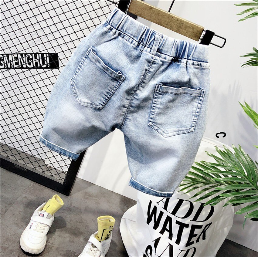 Zomer Peuter Jongens Shorts Casual Pocket Denim Broek Elastische Taille Jeans Voor Jongens Mode Katoenen Baby Shorts 2 3 4 5 6 Jaar
