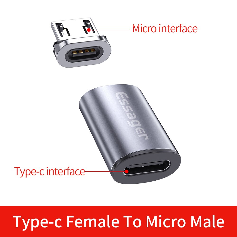 Essager Magnetic USB Type C Adapter USB-C Female To Micro Male Cable Magnet Type-C USB Converters Connector For iPhone Samsung: USB C To Micro