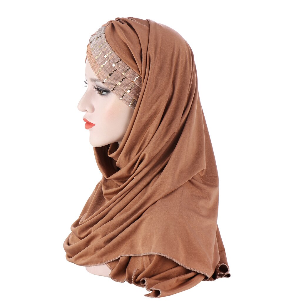 One Piece paillettes donne musulmane Hijab Amira copertura completa foulard sciarpa scialle lungo turbante velo Khimar copricapo arabo islamico