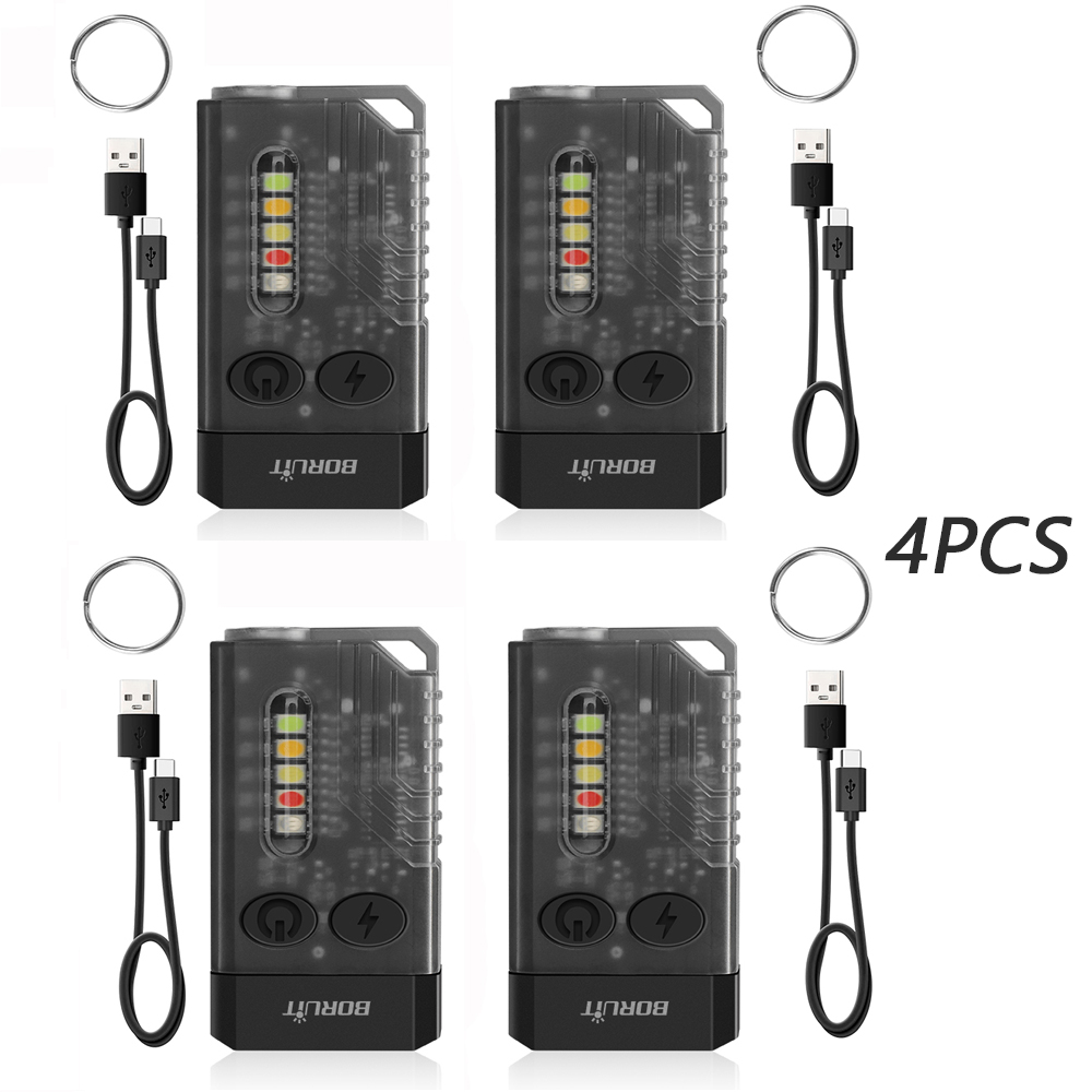 BORUiT V10 EDC Keychain Flashlight Portable Mini Torch Type-C Rechargeable Work Light With Magnet UV Beep Camping Pocket Lantern: Warm White