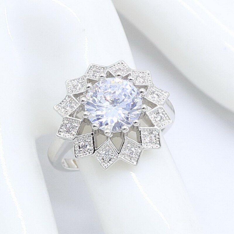 White Purple Zircon 925 Silver Ring For Women Wedding Jewelry Free