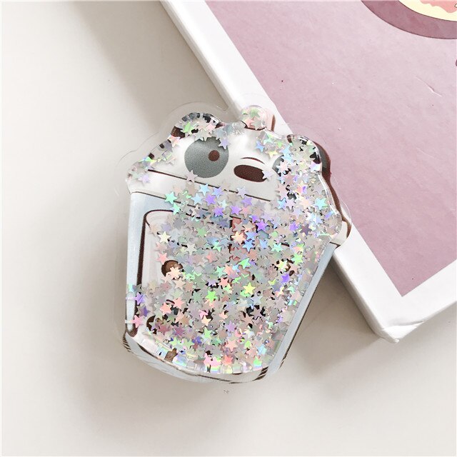 Fruit Juice Bear Flowers Cat Claw Pattern Quicksand Glitter Expanding Phone Holder Desk Stand Universal Cell Phone Bracket: 15