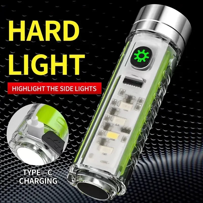 USB C wiederaufladbare LED-Taschenlampe, kompakt, ultrahell, tragbar, Mini-Schlüsselanhänger-Licht für Notfall-Camping-Lesung