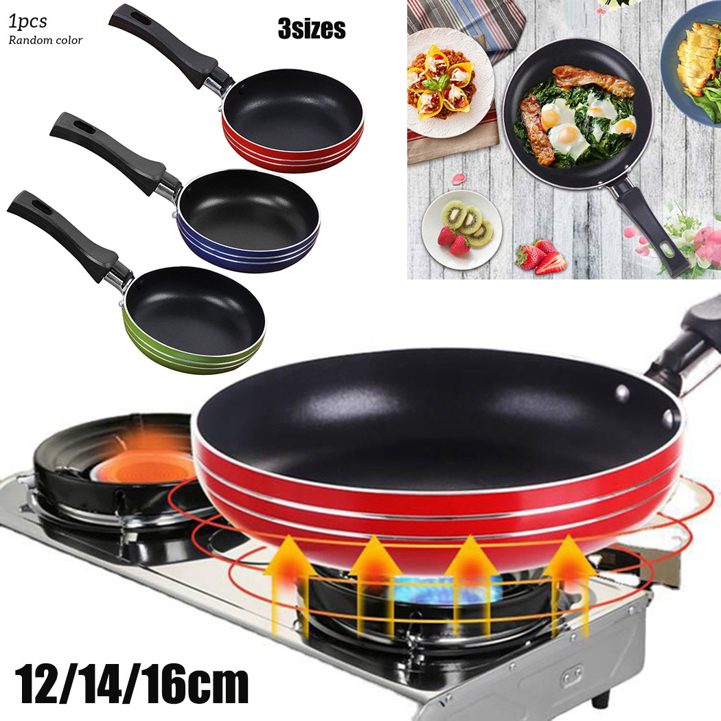 Mini poêle à frire antiadhésive en acier, 12cm/14cm/16cm, casserole de couleur aléatoire pour ustensiles de cuisine, ustensiles de cuisine
