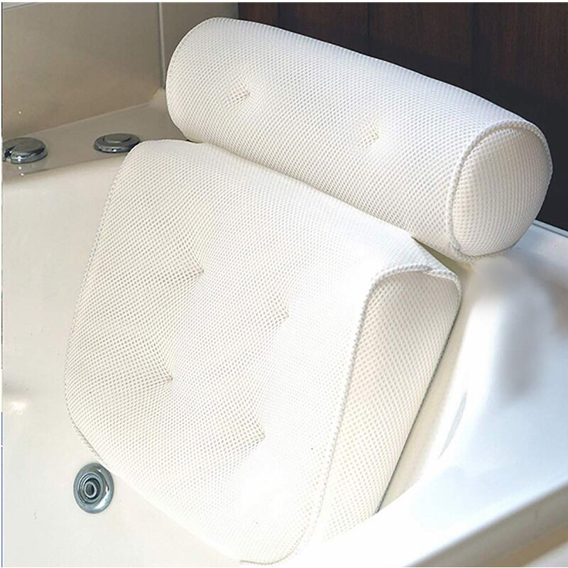3D Mesh Spa Bath Pillow with 6/4pcs Suction Cups Neck Back Support Breathable Spa Pillow Bathroom Accersories подушка для ванны