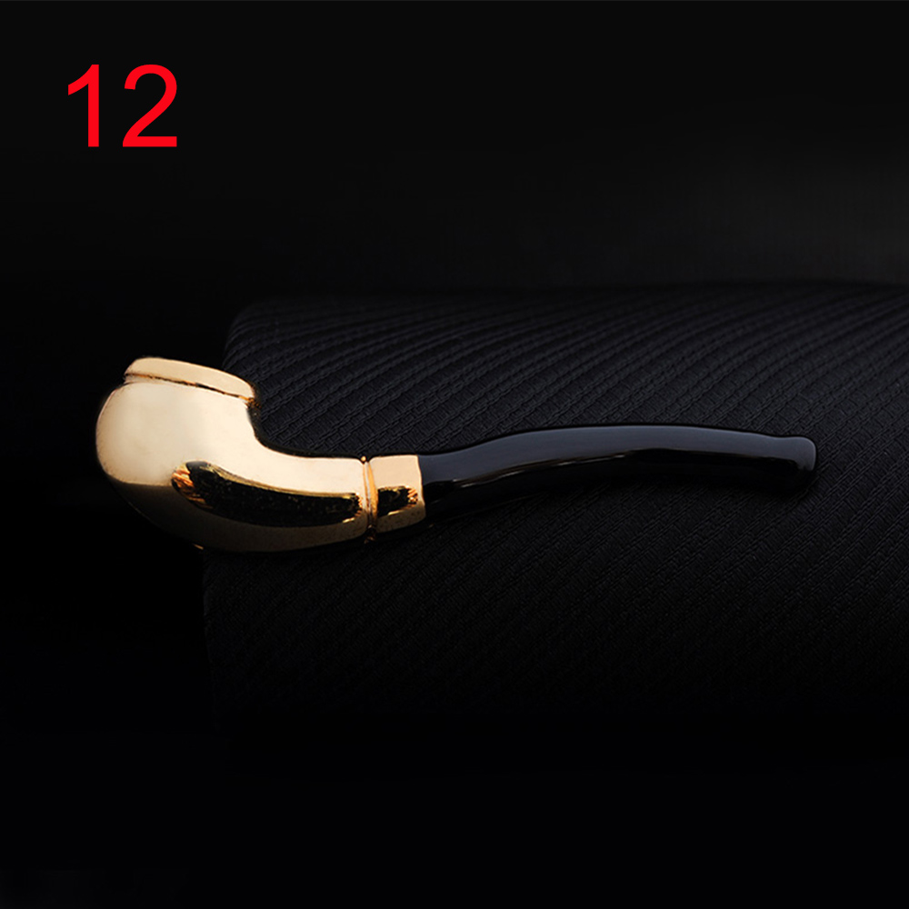 1pc Men Tie Clip Fish Bone Leaf Guitar Feather Saxophone Multiple Styles Tone Metal Tie Clip Tie Bar Necktie Clips: 12