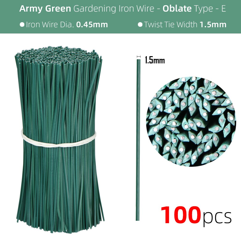Câble torsadé de jardin en plastique, 10/12/15/20CM, cordon de Support de plante, de vigne grimpante, Ligature, fil d&#39;alimentation fixe multifonction: 12cm / Armygreenx100pcs