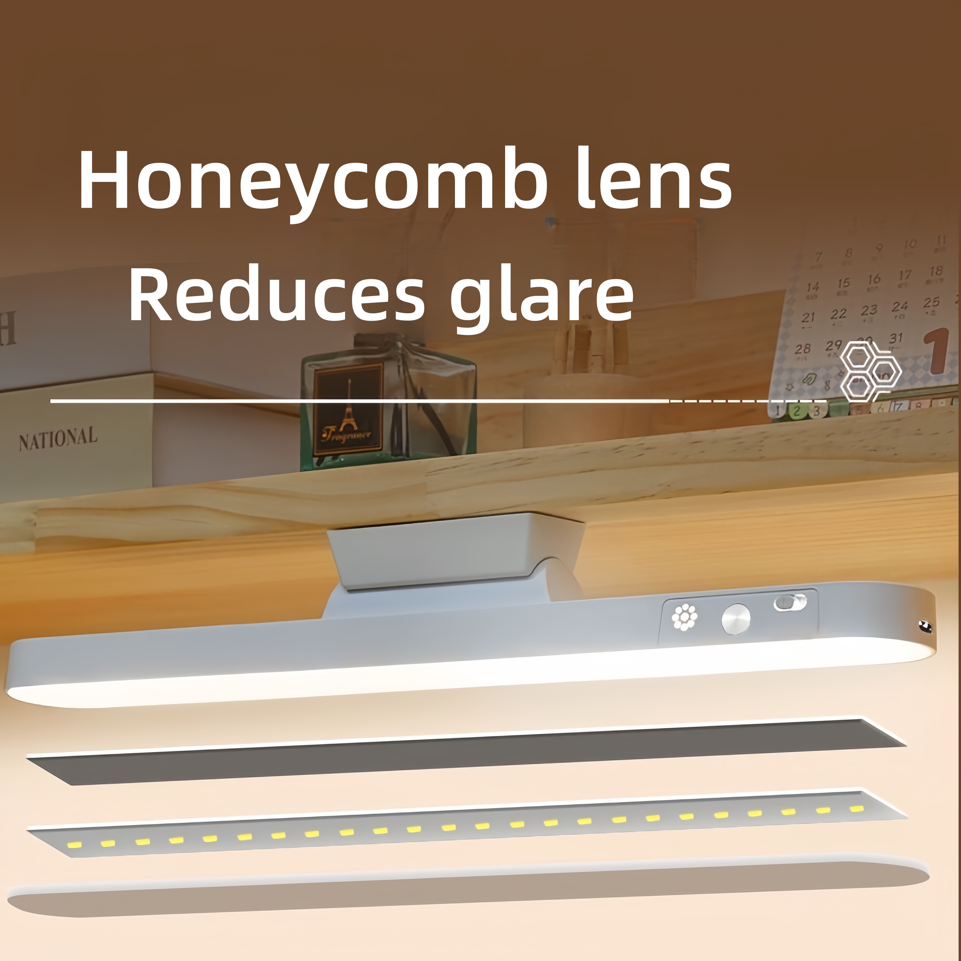 LED-Tischlampe, magnetisch, zum Aufhängen, über USB wiederaufladbar, Schreibtischlampe, 3-farbiges Leselicht, dimmbar, für Schrank, Schrank, Kleiderschrank, Nachtlicht