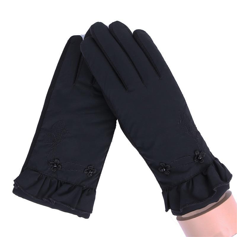 Women Casual Solid Full-Finger Windproof Touch 027A, 027C, 027D, 027E Screen Warm Screen, Gloves Unisex: black027e