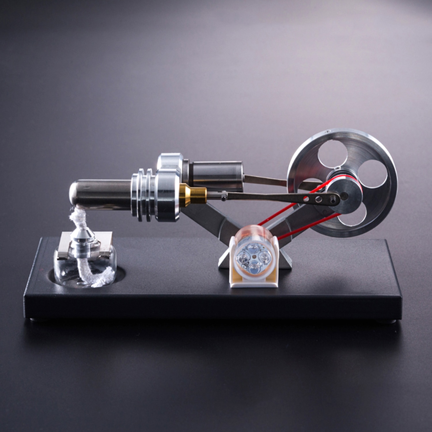 Air stirling motor motor model diy kit med 4 stk led lys elgenerator fysik pædagogisk legetøjsundervisning