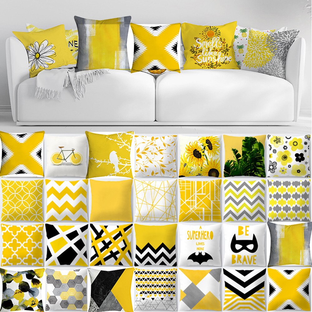 Ananas Blad Geel Sofa Auto Taille Gooi Kussen Case Home Decor cojines decorativos para sofa kussen G516