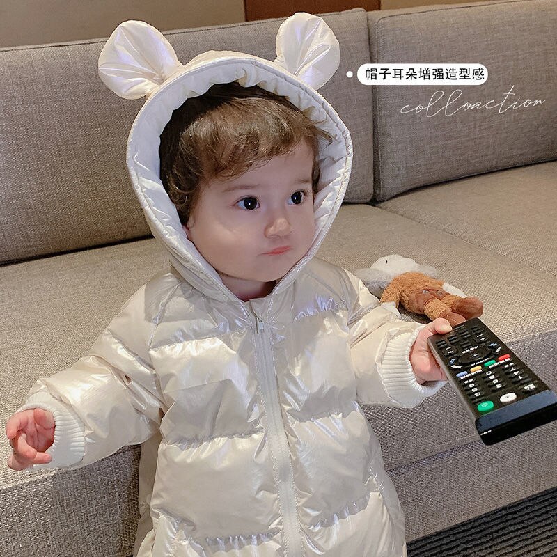 Infant Baby Boys Girls Winter Snowsuit Romper Hoodied Footie Outwear 0-12Month Baby Jumpsuit Down Coat Jacket