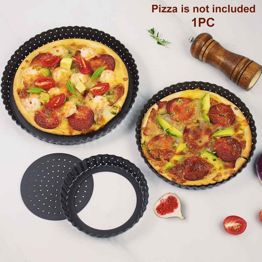 Perforeret tærte quiche bagværk hjemmetærte ikke-pizzapizzapande rund kulstofstål multifunktionelt med aftagelige bundværktøjer