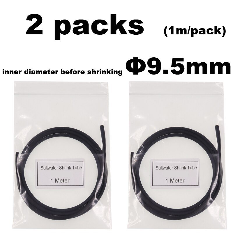 2 metrowa słonowodna rurka termokurczliwa zagęszczona bardzo wysokie kurczenie wewnętrzna klej termotopliwy Tube haczyki wędkarskie Rigs Protector: 2meter 9.5mm black