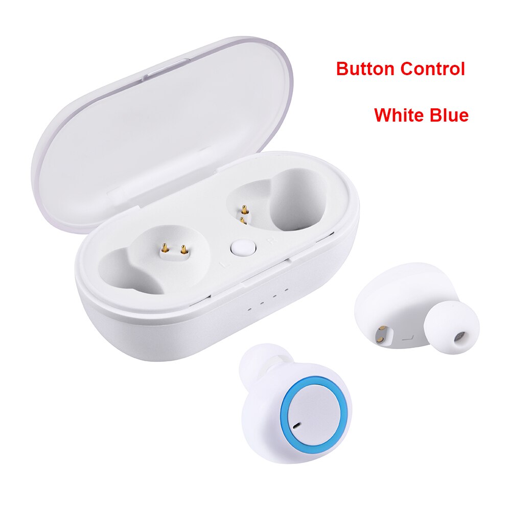 Fone de ouvido tws bluetooth 5.0, estéreo, grave, headset, com microfone verdadeiro, wireless, mini fone de ouvido esportivo para xiaomi iphone: A White Blue