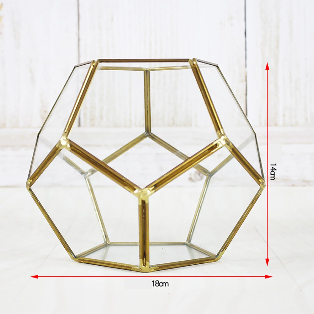 Terrario geométrico de cristal negro para decoración de ventana, Terrario de pentagón, alféizar, maceta de flores, maceta de balcón, caja de exhibición artesanal,