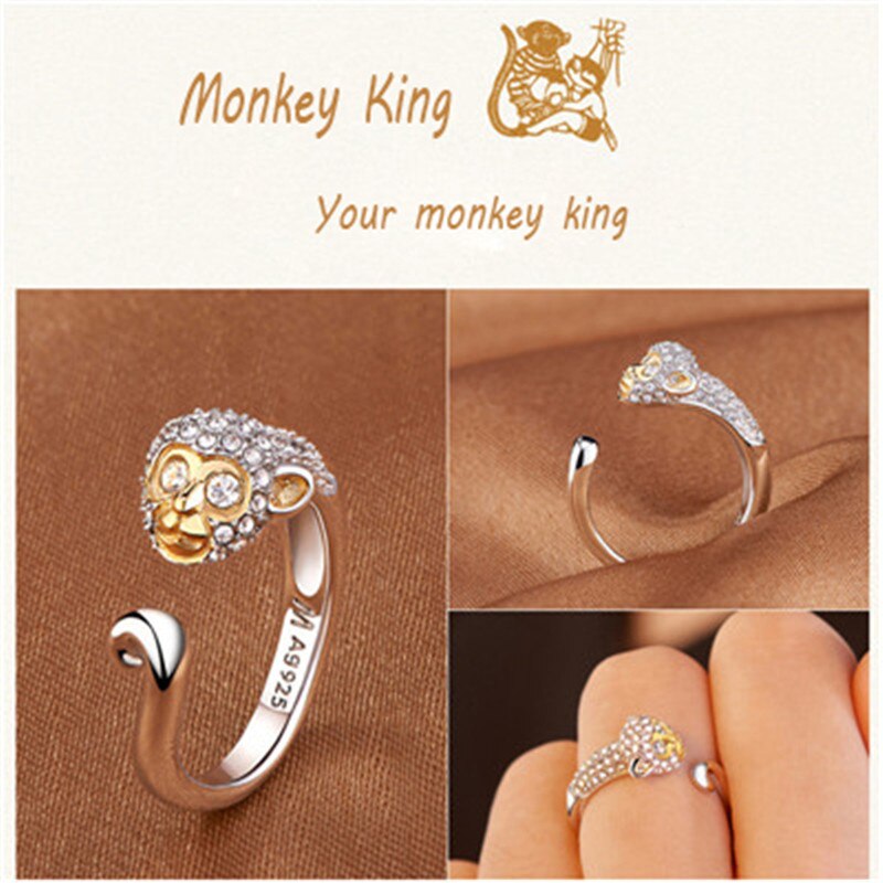 Milangirl luxe glanzende dierenring konijn/varken/draak/paard/aap/slang/schaap/tijger/hond/rat kristallen ringen voor damesmeisjes: Ik