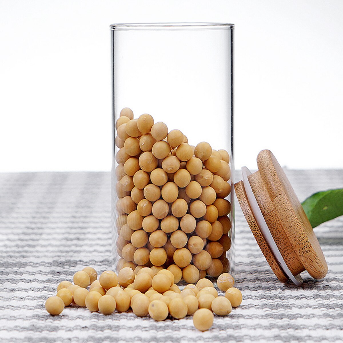 300,380ML Kitchen Clear Glass Jar Sealed Canister Food Storage Container for Loose Tea Coffee Bean Sugar Salt Can Box Container