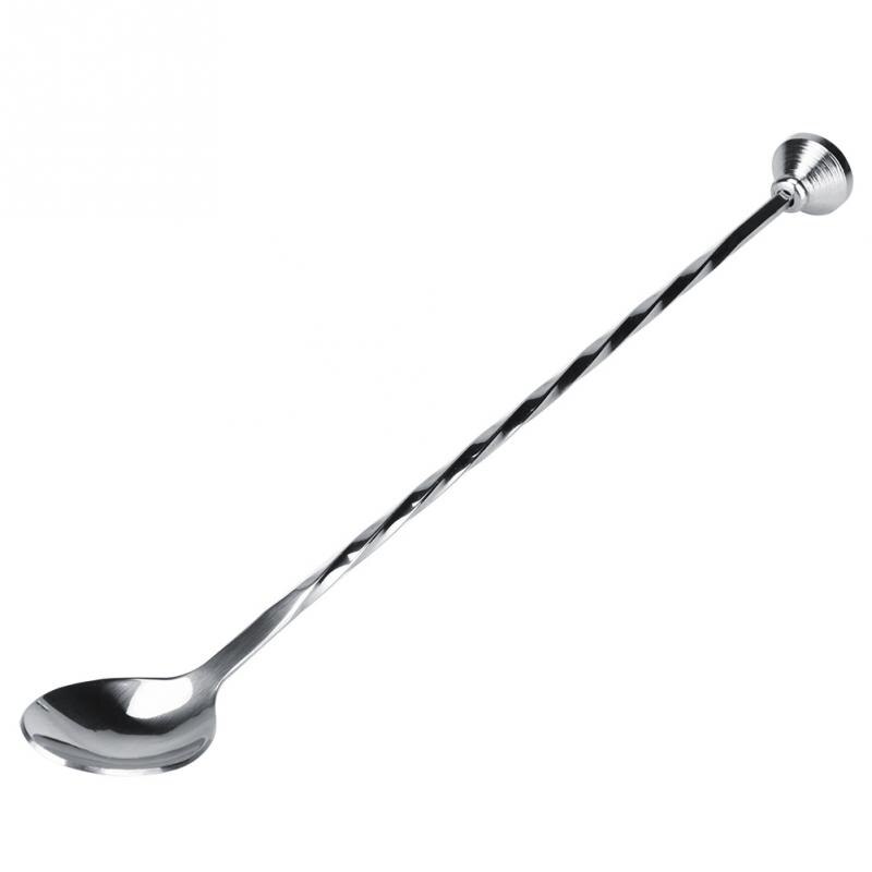 29cm Stainless Steel Long Handle Stir Spoon Cocktail Drink Mixer Stainless Steel Stirring Mixing Spoon Ladle Muddler Bar