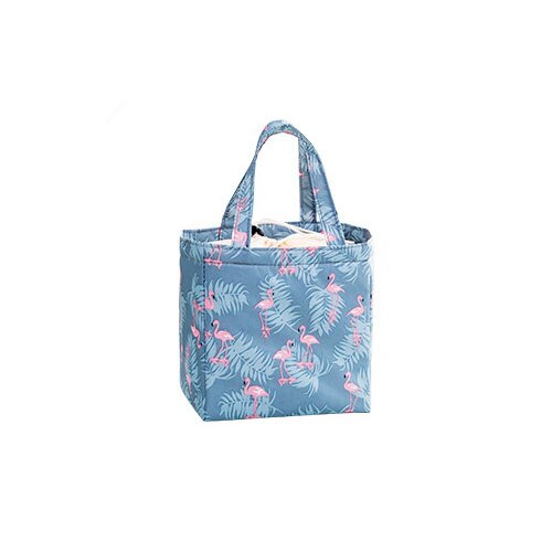 PURDORED 1 pc Cactus Lunch Bags Portable Waterproof Lunch Box Bag For Women Thermal Food Picnic Cooler Bag: blue flamingo