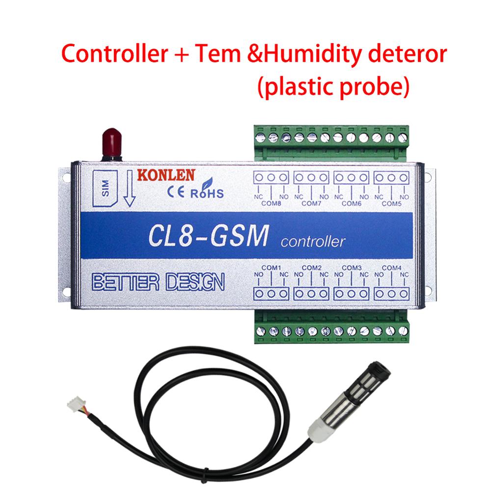 KONLEN GSM 8 Way Relay Controller Smart Home Power Switch SMS Call Temperature Sensor Remote Control Gate Opener Lock Server: Add Plastic Sensor