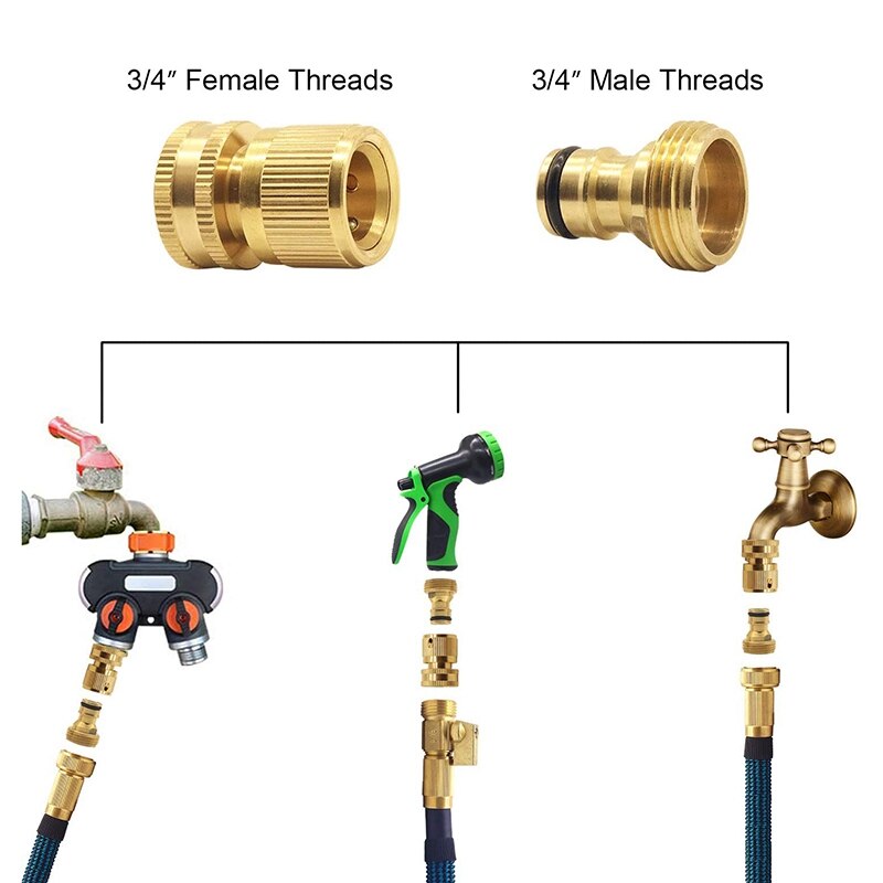 Snelkoppeling Voor Tuinslang Messing Connector Voor Snelkoppeling Voor Tuinslang 3/4 Inch Waterslang Aansluitingen (2sets)