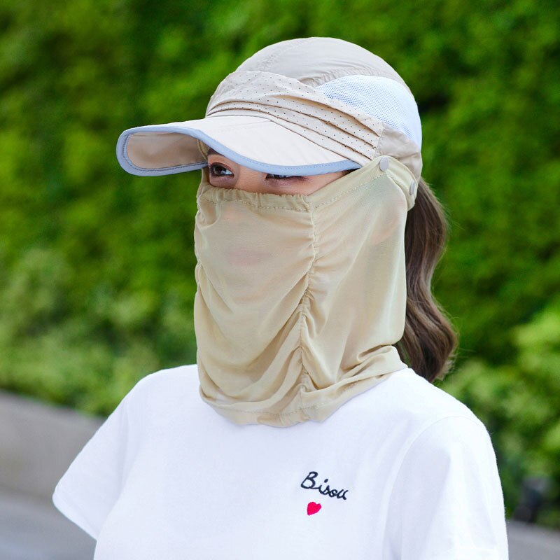 Seaside Sun Visor Hat Female Summer Sun Hats For Women large Brimmed Sun Hat Folding Beach Girls Caps: solid khaki