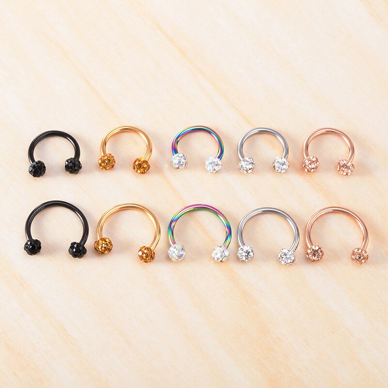 Anillo para el tabique de la nariz, joyería para Piercing de herradura, 16G, pendientes Tragus de hélice para cartílago, Aro para Piercing de labio, retenedor de 8mm, 1 unidad