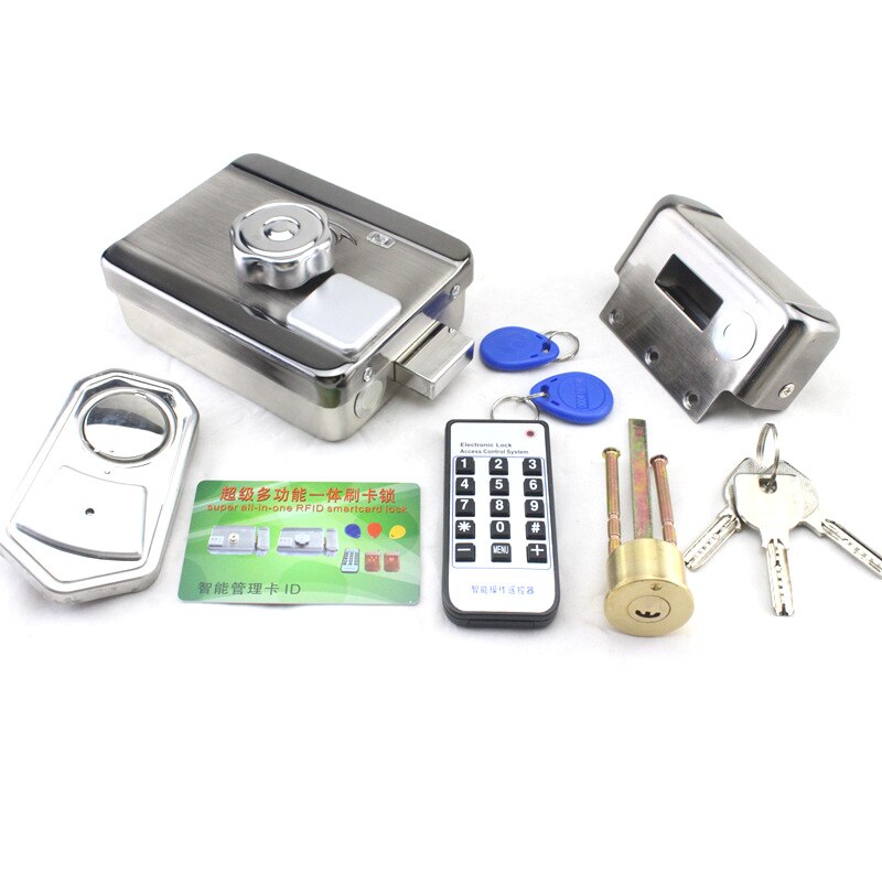 Anti-smashing metal DC12V 125KHz RFID ID card electric lock door lock can work with intercom for home office access control: Kit 4
