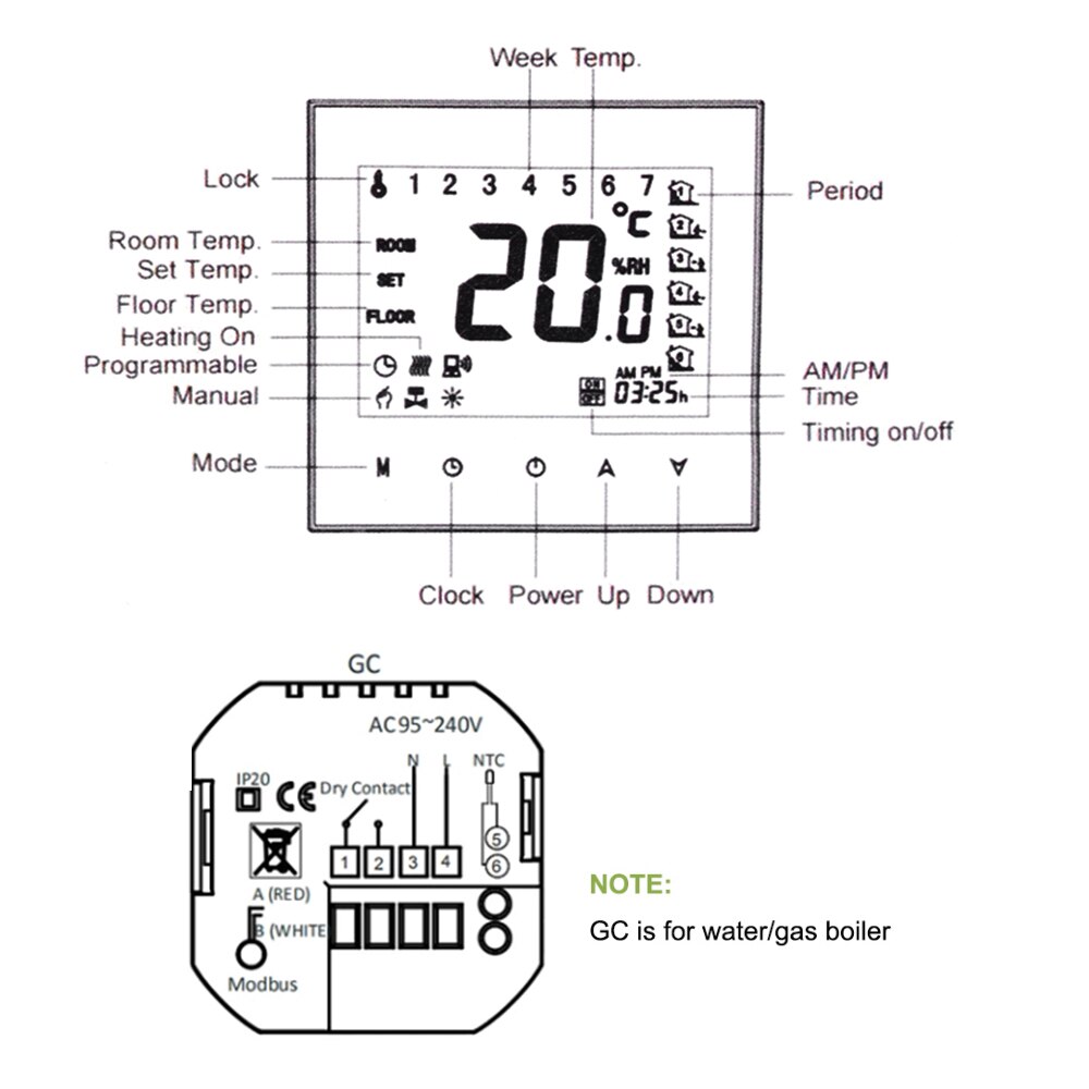 Google Home WiFi Smart Home Thermostat Water/Gas Boiler Heating Connection &amp; Voice Control Energy Saving LCD Touchscreen