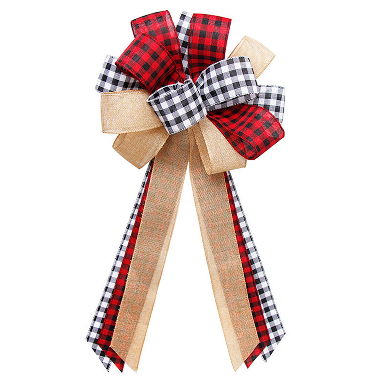 Grand nœud décoratif en lin pour sapin de noël, grand nœud rouge, fait à la main, pour emballage de boîte, pour fête du nouvel an et mariage