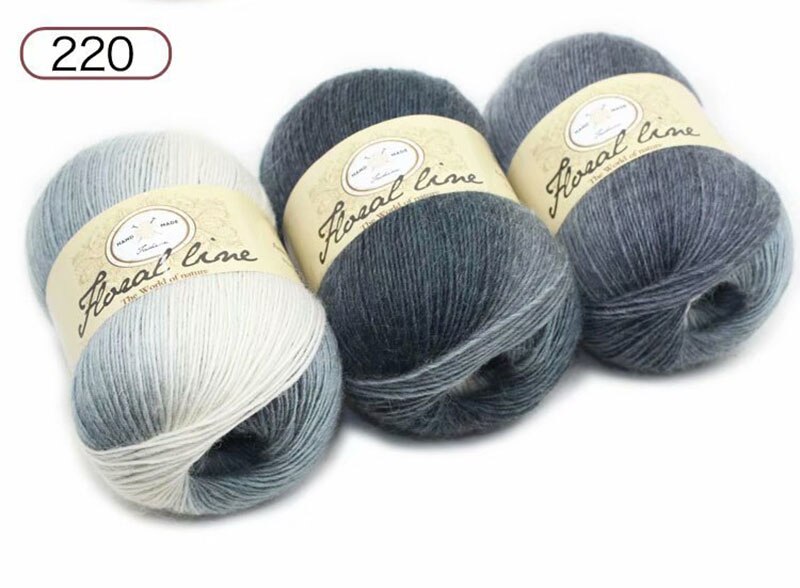 5pcsX100g 100% Cashmere Yarn crochet yarn for knitting Rainbow Line Fancy Melange Combed Sewing: 220