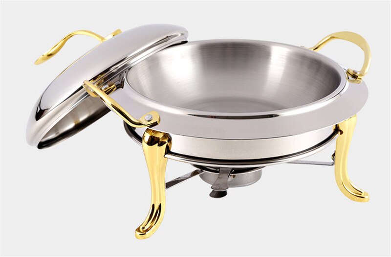 Olla gruesa de acero inoxidable para alcohol, olla seca dorada, pequeña, para restaurante, hotel, comercial, para freír
