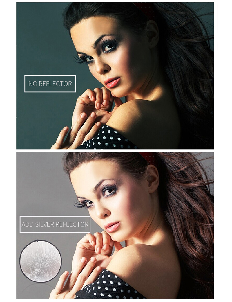 110CM 43" 2 in 1 Reflector Round Flash Photo Studio Collapsible Light Reflector Gold Silver Photography Reflector