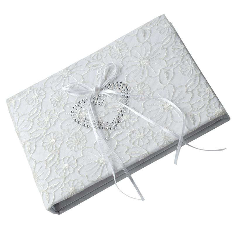 Gästbok vit spetsband skyltbok för bröllopsförlovningsfest