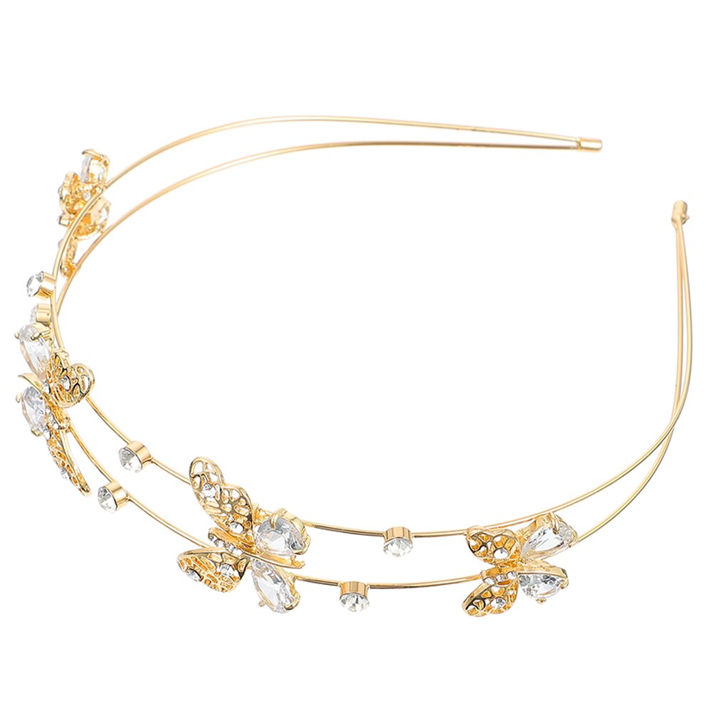 Rhinestone Double Band Hair Hoops Party Rhinestone Headband: Golden