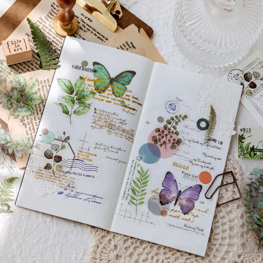 Nature Plant Stickers Series PET Scrapbooking Diary Album Planner Stickers School Stationery Hand Made Material Craft Decorative