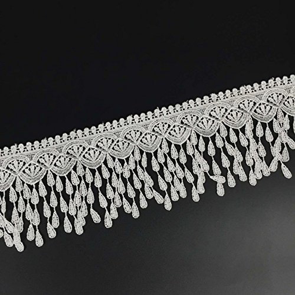JekyTMP 5 meter kanten lint vintage, sierband, kanten stof voor naaien, kanten banden wit, decoratief lint kant, kantband smal, kant lint, kanten lint, naaien, wit [breedte 4 cm
