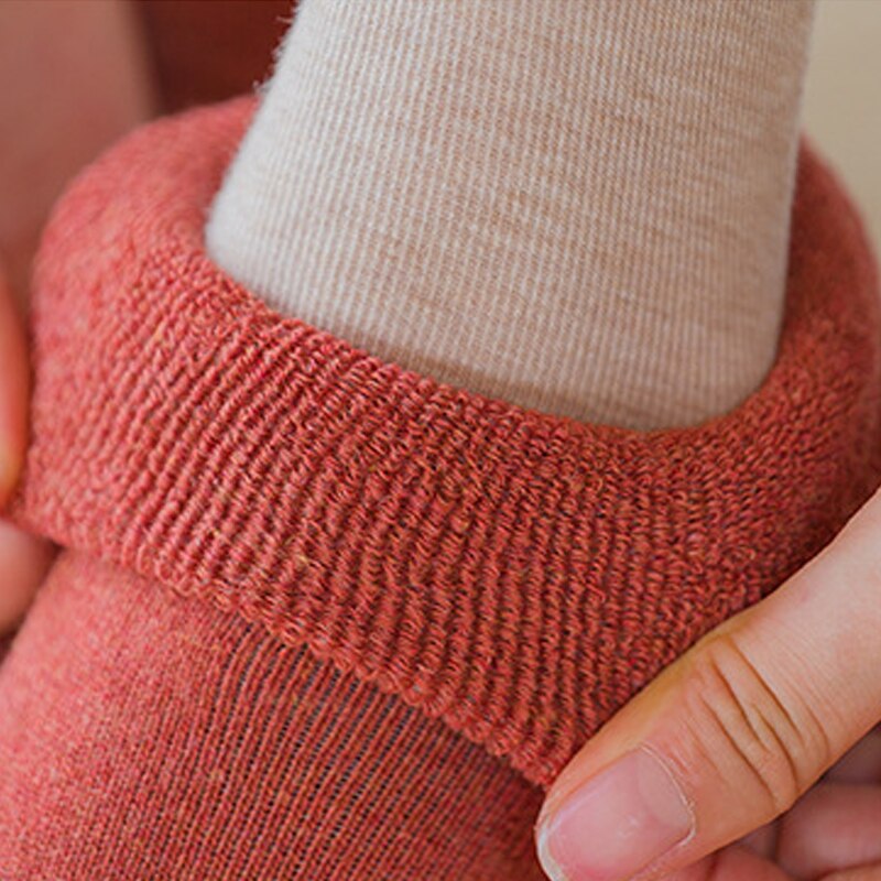 5 stuks/partij winterbadstof katoenen mix dikke warme sokken dames heren effen kleur bloemen hondenprint ademend casual crew sokken