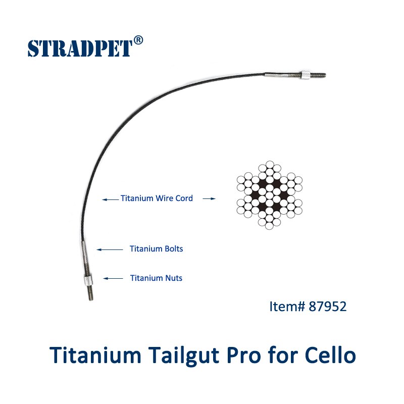 STRADPET Titanium Tailgut Pro voor Cello met Titanium Schroeven, Flexibele/Zachter Titanium Tailgut, Cello Accessoires