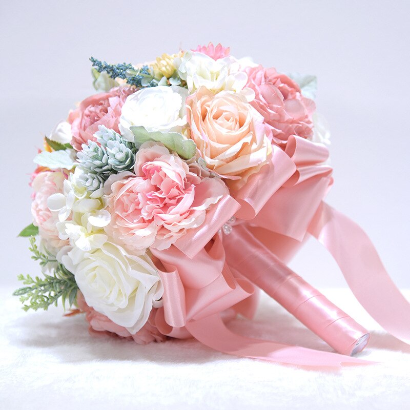 Wedding Bouquet Ivory and Blush Pink Toon purple Peony Wedding flower Silk Bridal bouquet buque de noiva Wedding Decoration