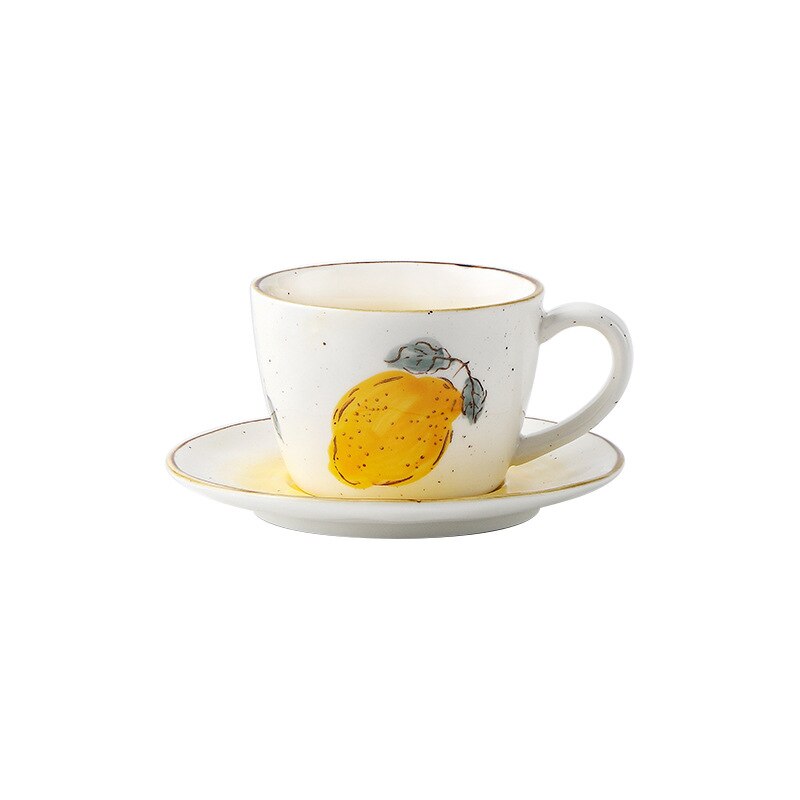 Retro Lemon Ceramic Coffee Cups and Saucers Set Japanese Cup Afternoon Cup