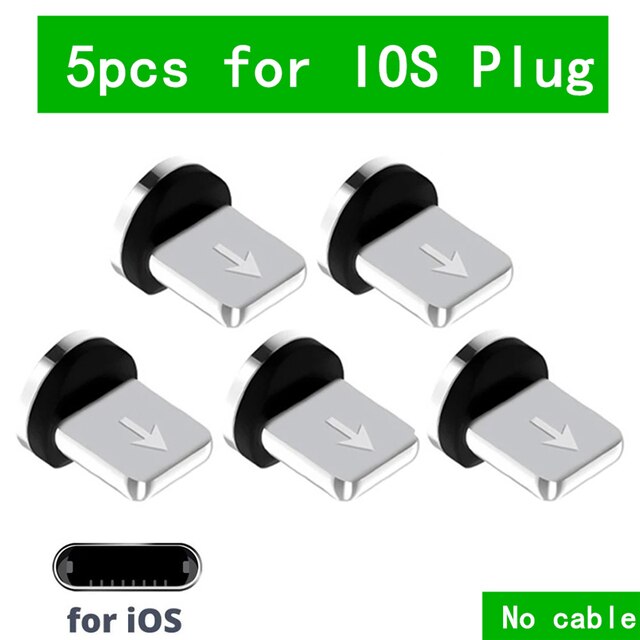 Ronde Magnetische Kabel Plug Type C Micro Usb C Stekkers Snelle Oplaadkabel Adapter Telefoon Micro Usb Type-C magneet Charger Plug: 5pcs Plug For iphone