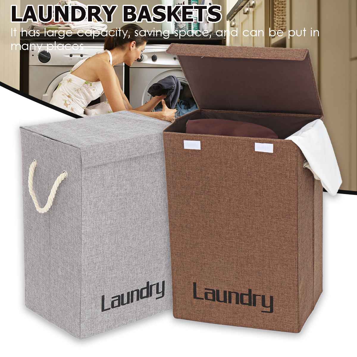 Large Laundry Basket Storage Rattan Style Foldable Basket Laundry Basket Organizer For Dirty Clothes Laundry Hamper sorter