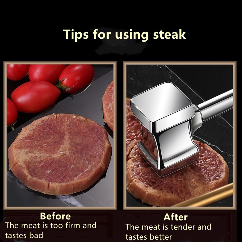 1Pcs Keuken Gadgets Multifunctionele Vlees Hamer Twee Kanten Losse Vleesvermalsers Draagbare Steak Varkensvlees Gereedschap 304 Roestvrij Staal