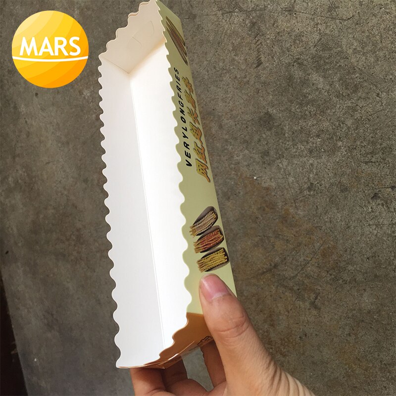 100pcs/lot Snack Paper Packing Box for Footlong Potato Fries Chips/Disposable Paper Box for Super Long 30cm French Fries