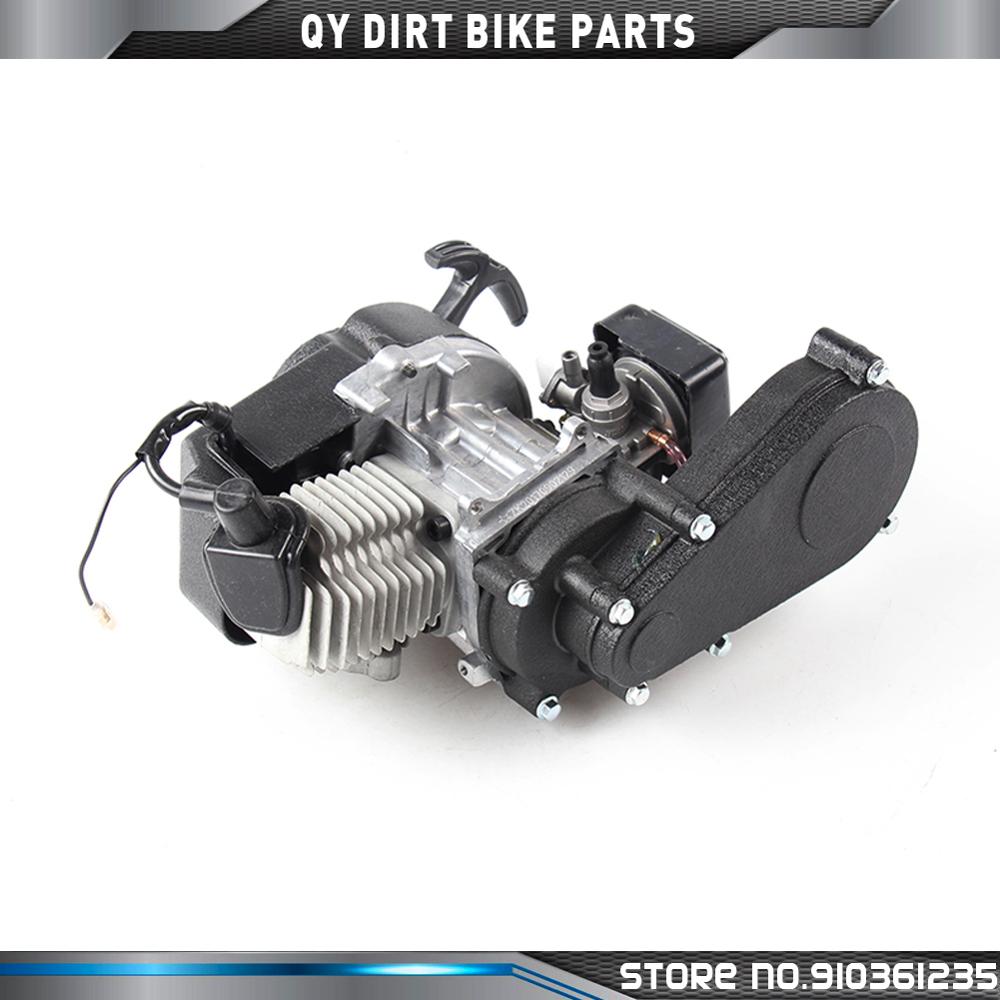 2 temps en plastique 49CC moteur tirer E démarrage 13MM carburateur en plastique pour Mini Moto poche ATV Quad Buggy saleté Pit Bike